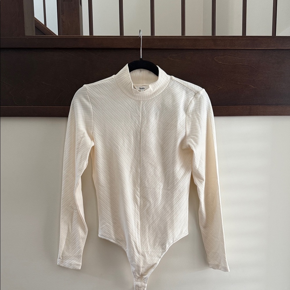 Knix Beige Ribbed Bodysuit